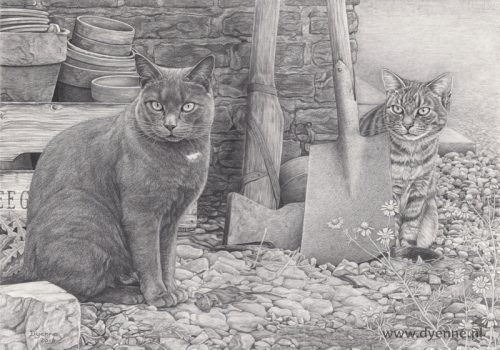 Potloodtekening van Muis en Tom